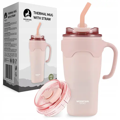 Термокружка Mountain Goat со соломинкой 0.65 л Pink (P-5905973406130) - фото 2