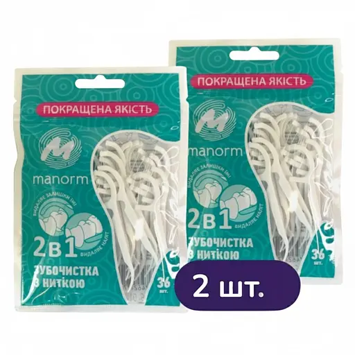 Зубочистка с освежающей нитью 36 шт. Манорм комплект 2 шт.