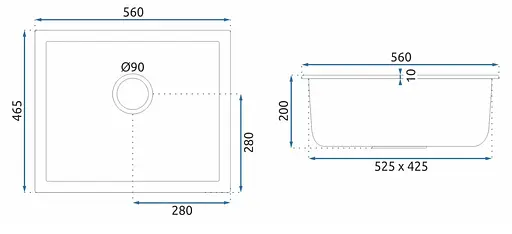 Гранітне кухонне миття Rea Nels grey granit ZLE-00118, Сірий - фото 4