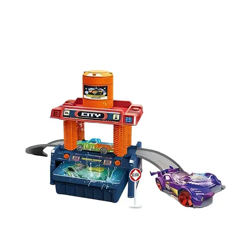 Автомойка с треком 660 S 104, меняющая цвет машинка, бак для воды, контейнер, аксессуары, наклейки