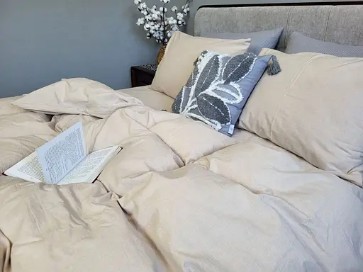 Комплект постельного белья Washed Cotton из вареного хлопка латте Latte  - двуспальный - фото 3