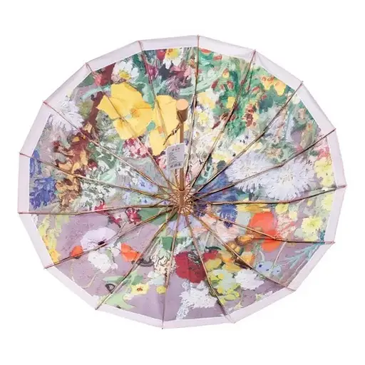 Парасоля Yiwu HP-23-3M механічна складна 99 см з квітковим принтом рожева - фото 6