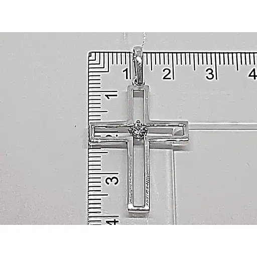 Срібний хрест Лазурит з фианитом. 36045Р - фото 4