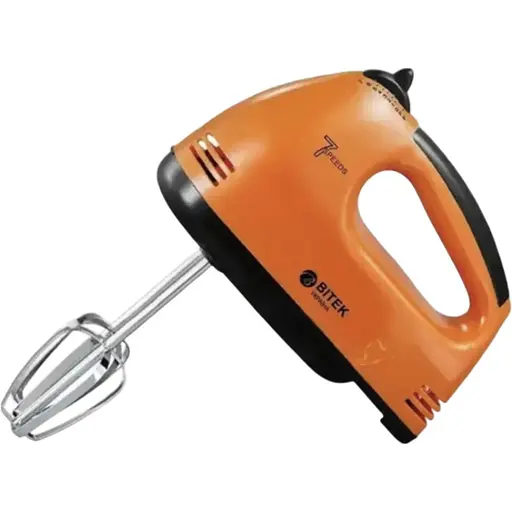 Универсальный ручной миксер Bitek 7 скоростей с насадками для теста BT-6633 250Вт Оранжевый - фото 1