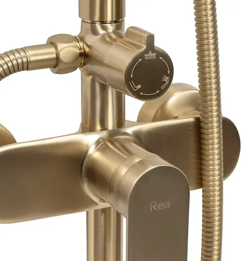 Душова система Rea Verso Brushed Gold з виливом REA-P9146, Золотий - фото 6