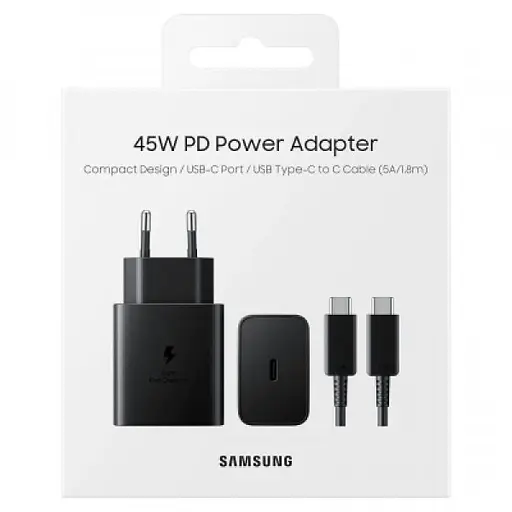 Мережевий зарядний комплект Samsung 45W Compact Power Adapter (EP-T4510XBE) блок з кабелем C to C чорний - фото 8