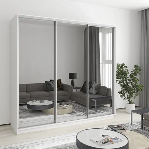 Шафа-купе тридверна MebelStar Стандарт AL 3 Дзеркала 220x60x210 см Аляска білий (MBS-2972)