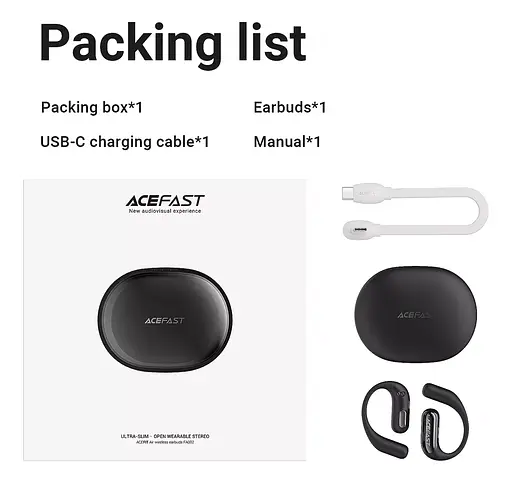 Бездротові навушники ACEFAST FA002 ACEFIT Air wireless earbuds Black - фото 7