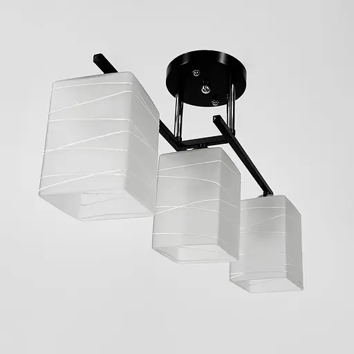 Прямокутний плафонний світильник на 3 лампи в чорному корпусі 47х15 см | Арт. 6944/3 BK+CH | Line F - фото 5