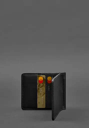 Мужской кожаный портмоне черный Краст 1.0 зажим для денег - фото 5