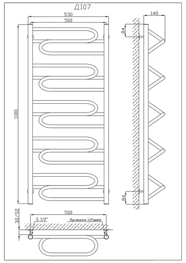 Водяной полотенцесушитель Kosser Илюзия 1100x530 ДІ07, Хром - фото 5