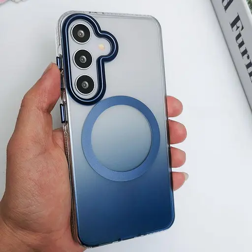 Чехол TPU/PChantom with MagSafe для Samsung Galaxy S25 Blue - фото 4