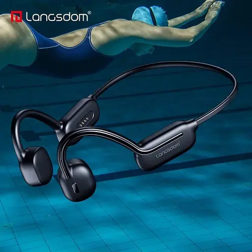 Бездротові спортивні кісткові навушники для плавання Langsdom Opetec Swim з вбудованою пам'яттю 32G Чорні - фото 2