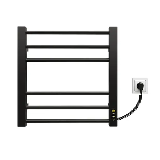 Электрический полотенцесушитель Kosser Стэп 500x500 ER тайм. черный ДСТ01ER, Черный матовый, Правое - фото 2