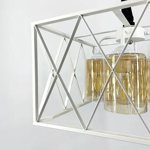 Підвісна люстра в стилі Лофт в білому корпусі Line.F Колір плафона Янтарний - фото 2