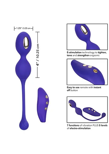 Вагінальні кульки CalExotics E-stim Dual Kegel Exerciser, 19.7 см, фіолетовий - фото 10