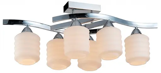 Світильник стельовий 53552-6 Camilla, 6хE14х40W опал.біле скло, хром. основа, розмір L76*W32*H24cm