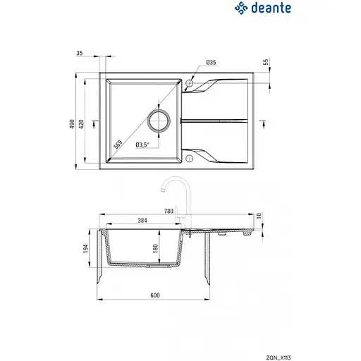 Кухонна мийка Deante Andante ZQN G113 - фото 3
