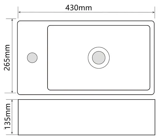 Умивальник підвісний Mixxus Premium Quadro-1201-R 430x265x135 мм з отвором під змішувач та перелив MP6504, Білий - фото 3