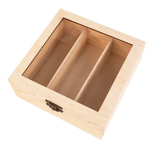 Скринька дерев'яна Rosa Talent з замком та прозорим верхом 3 секції 20х20х8 см - фото 2