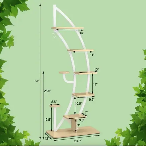 Стелаж для квітів Costway Ruta у формі півмісяця білий - фото 4