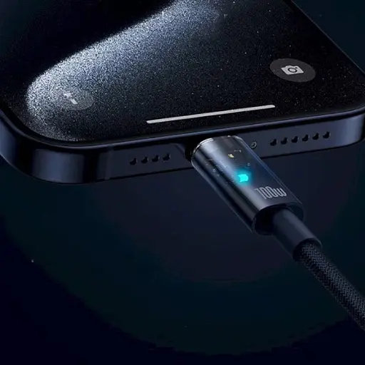 Кабель Baseus Explorer Charging Cable USB-C to USB-C 100W with Auto Shutdown 2 м Deepsea голубой - фото 3