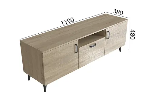 Тумба Лестер на конусних ніжках Ferrum-decor 48x139x38 Чорний метал ДСП Дуб Сонома 16 мм (FRD-106804) - фото 3