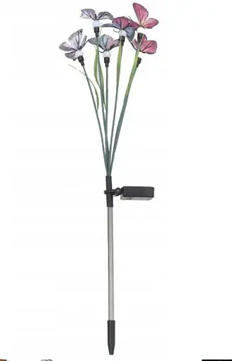 Светильники Firefly butterflies на солнечных батареях с зелеными листьями и бабочками садовые 2 шт - фото 2