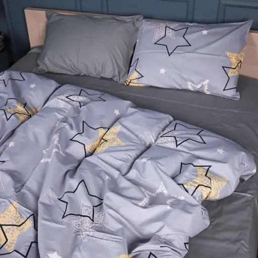 Простыня MirSon Сатин 22-1373 Gray Starry Sky 180x220 см (2200010474992) - фото 6