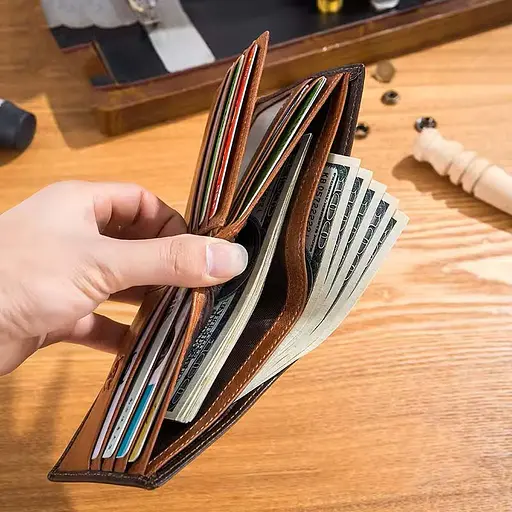 Мужской кожаный кошелек BULL 12х10х1.5 см acs0029245 - фото 3