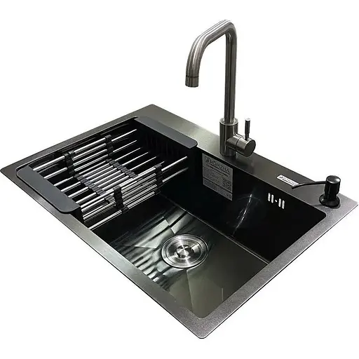 Комплект мийка + змішувач Romzha Arta U-600S BL (B)