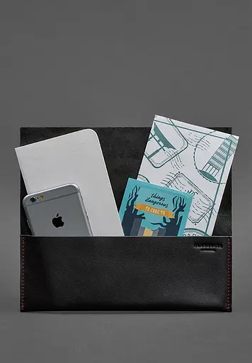 Кожаный женский тревел-кейс Voyager 1.0 черный с красным. - фото 3