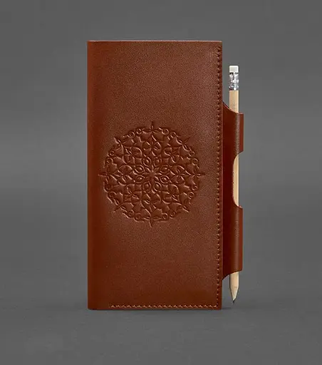 Кожаный тревел-кейс 3.0 светло-коричневый с мандалой краст - фото 1