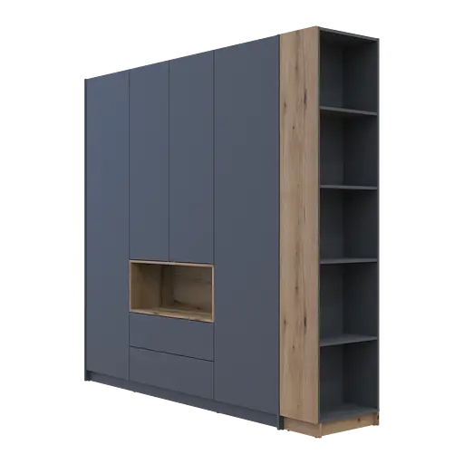 Шкаф для одежды с нишей и этажеркой Doros Дейл Графит/Дуб Эвок 4 ДСП 234х52х220 (42005158) - фото 4