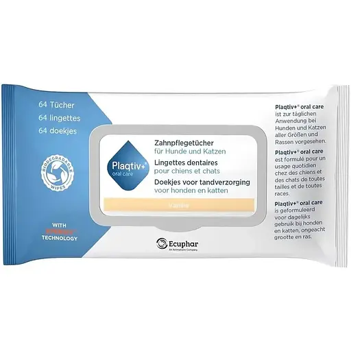 Серветки стоматологічні Plaqtiv+ Dental Wipes для собак та котів 64 шт.