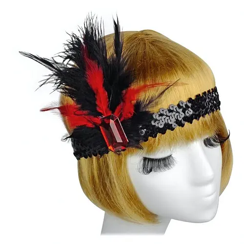 Резинка на голову c пером и камнем - фото 1