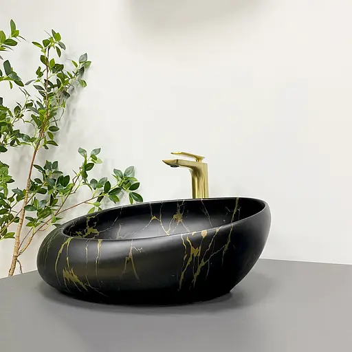 Умивальник VBI Valiano marble black matt накладний VBI-016101, Чорний матовий - фото 3