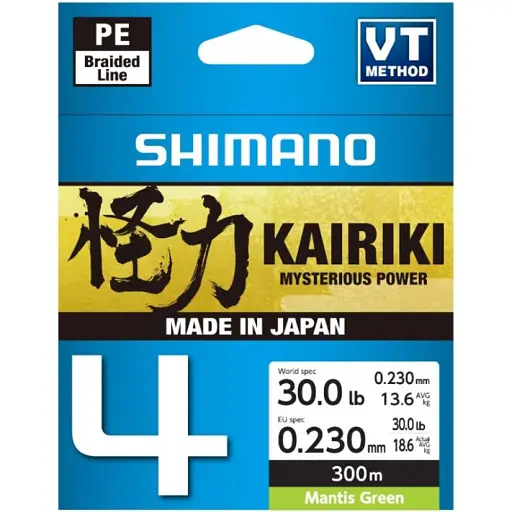Шнур Shimano Kairiki 4 PE 300 м (Mantis Green) 0.23 мм 18.6 кг