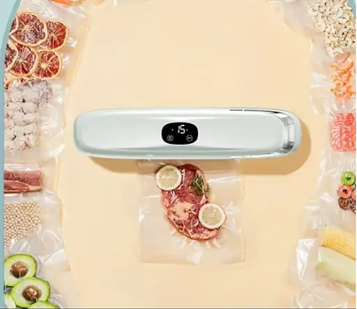 Вакуумный упаковщик Vacuum Sealer пищевых продуктов с дисплеем, работающий от сети 90 Вт Белый - фото 5