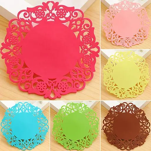 Підставка мереживна силіконова під гаряче килимок для чашки банки 15 см (комплект з 2 шт.), Kitchen Master Блакитний 85118 - фото 10