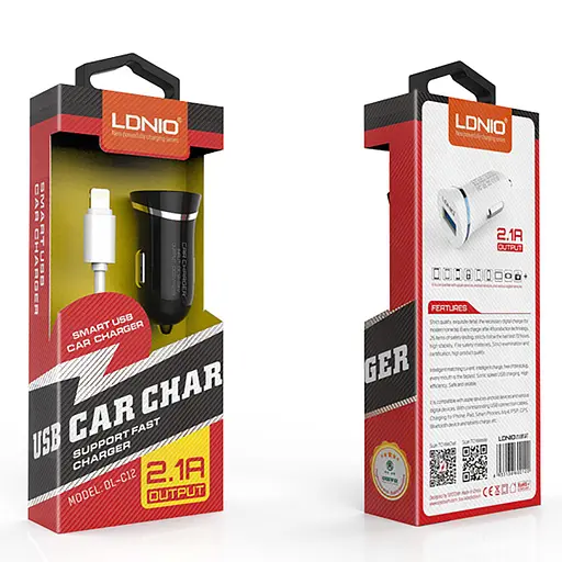 АВТОМОБИЛЬНЫЙ АДАПТЕР LDNIO DL-C12 + USB LIGHTNING - фото 1