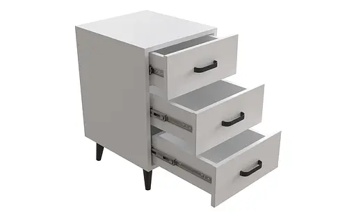 Тумба Віва 3 на конусних ніжках Ferrum-decor 56,5x35x40 Чорний метал ДСП Білий 16 мм (FRD-106823)