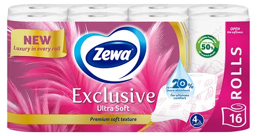 Уцінка. Туалетний папір Zewa Exclusive Ultra Soft чотиришаровий 16 рулонів - фото 2