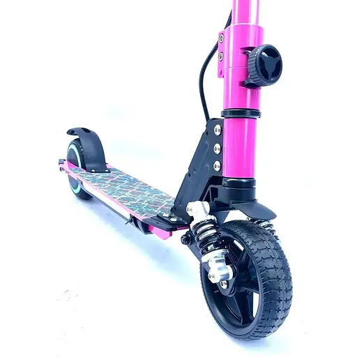 Детский Электросамокат E-Scooter ES3 LED + амортизатор Розовый - фото 4