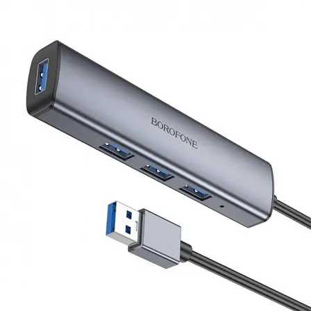 Хаб адаптер Borofone DH12 Smart 4-in-1 converter (Usb to Usb3.0x4) кабель 1.2 метра - фото 4