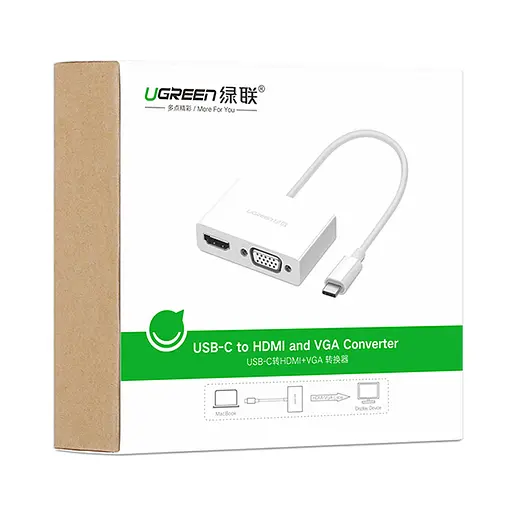 Переходник Ugreen USB 3.1 Type C HDMI + VGA MM123 Белый - фото 2