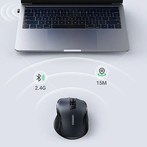 Мышка UGREEN 2.4GHz MU006 Ergonomic, беспроводная, 4000dpi., 4кн., Silence Design, Черная - фото 9
