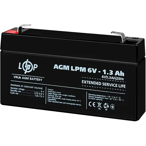 Акумулятор LogicPower AGM 6V (6V/1.3Ah/7.8Wh) (4157) [109169]