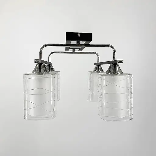 Потолочная люстра в черном или белом корпусе на 4 плафона Line.F Цвет корпуса Белый - фото 2