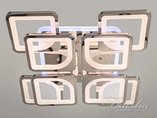 Потолочный лед люстра с диммером и LED подсветкой, 130W, хром. - фото 3